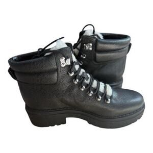 NEW Marc Fisher Leather Nairy Lace Up Lug Women’s Combat Boots size 9